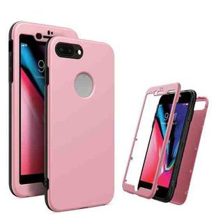 360 Degrees Full Package PC + TPU Combination Case For iPhone 8 Plus & 7 Plus(Black+Pink)