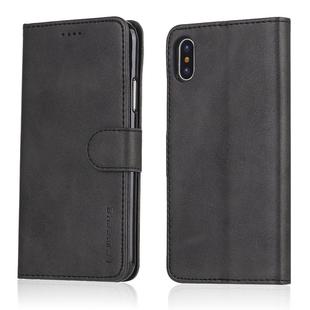For iPhone X / XS LC.IMEEKE Calf Texture Horizontal Flip Leather Case, with Holder & Card Slots & Wallet(Black)