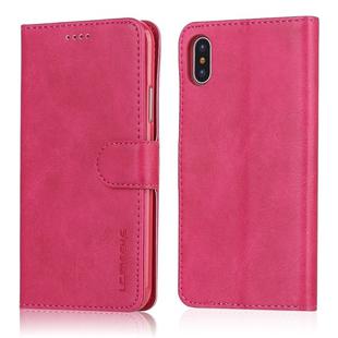 For iPhone X / XS LC.IMEEKE Calf Texture Horizontal Flip Leather Case, with Holder & Card Slots & Wallet(Red)