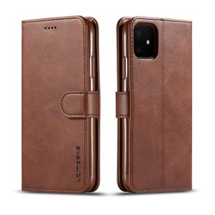 For iPhone 11 LC.IMEEKE Calf Texture Horizontal Flip Leather Case, with Holder & Card Slots & Wallet(Brown)