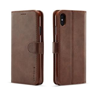For iPhone XS Max LC.IMEEKE Calf Texture Horizontal Flip Leather Case, with Holder & Card Slots & Wallet(Brown)