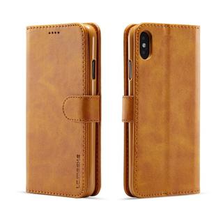 For iPhone XS Max LC.IMEEKE Calf Texture Horizontal Flip Leather Case, with Holder & Card Slots & Wallet(Yellow)