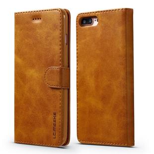 For iPhone 8 Plus / 7 Plus LC.IMEEKE Calf Texture Horizontal Flip Leather Case, with Holder & Card Slots & Wallet(Yellow)