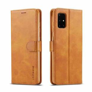 For Samsung Galaxy A03s 166mm LC.IMEEKE Calf Texture Horizontal Flip Leather Case with Holder & Card Slots & Wallet(Yellow)