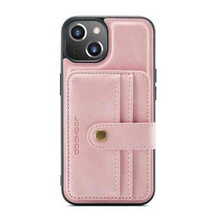 For iPhone 13 JEEHOOD Anti-theft Brush Magnetic PU + TPU Protective Case with Card Slot(Pink)