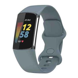 For Fitbit Charge 5 Silicone Watch Band, Size:S(Steel Blue)