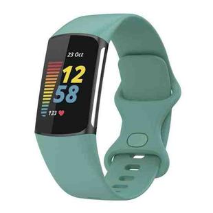 For Fitbit Charge 5 Silicone Watch Band, Size:S(Pine Needle Green)