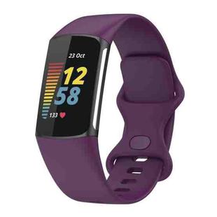 For Fitbit Charge 5 Silicone Watch Band, Size:L(Dark Purple)
