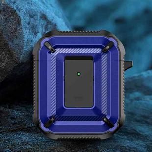 Diamond Texture Earphone Protective Case with Switch & Hook For AirPods 1 / 2(Royal Blue + Black)