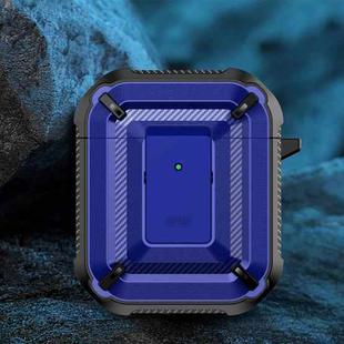 Diamond Texture Earphone Protective Case with Switch & Hook For AirPods 1 / 2(Royal Blue)