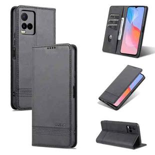 For vivo Y21 / Y33S AZNS Magnetic Calf Texture Horizontal Flip Leather Case with Card Slots & Holder & Wallet(Black)