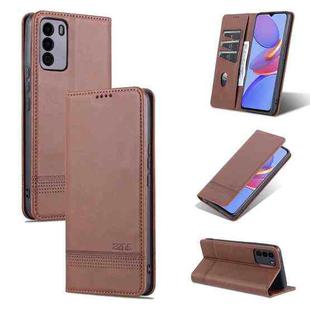 For U-MAGIC 30e AZNS Magnetic Calf Texture Horizontal Flip Leather Case with Card Slots & Holder & Wallet(Dark Brown)