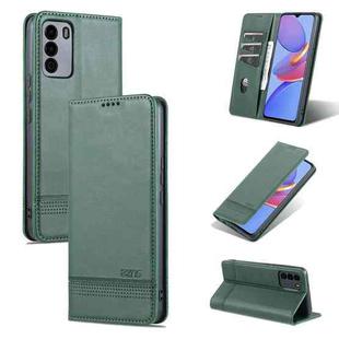 For U-MAGIC 30e AZNS Magnetic Calf Texture Horizontal Flip Leather Case with Card Slots & Holder & Wallet(Dark Green)