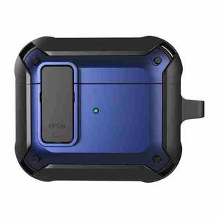 Wireless Earphones Shockproof Bumblebee Silicone Protective Case with Switch & Hook For AirPods 3(Black Blue)
