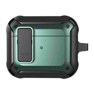 Wireless Earphones Shockproof Bumblebee Silicone Protective Case with Switch & Hook For AirPods 3(Black Green)