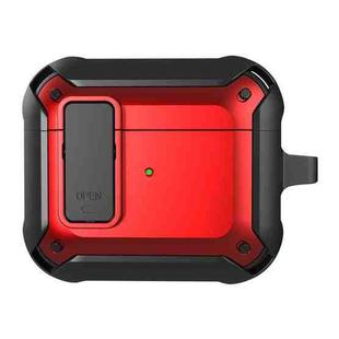 Wireless Earphones Shockproof Bumblebee Silicone Protective Case with Switch & Hook For AirPods 3(Black Red)