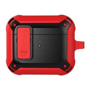 Wireless Earphones Shockproof Bumblebee Silicone Protective Case with Switch & Hook For AirPods 3(Red Black)