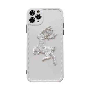 Embroidered Christmas Deer Wave TPU Case For iPhone 12 mini(White)