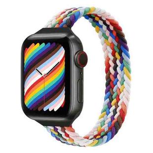 Small Waist Single Loop Nylon Braid Watch Band For Apple Watch Ultra 49mm / Series 8&7 45mm / SE 2&6&SE&5&4 44mm / 3&2&1 42mm, Size:M 155mm(Official Rainbow)