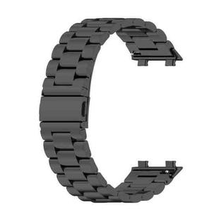 For OPPO Watch 2 42mm Stainless Steel Three-beads Watch Band(Black)