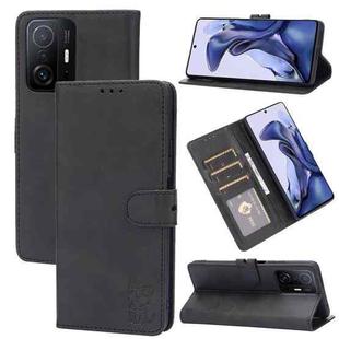 For Xiaomi Mi 11T Embossed Happy Cat Pattern Horizontal Flip Leather Case with Holder & Card Slots & Wallet(Black)