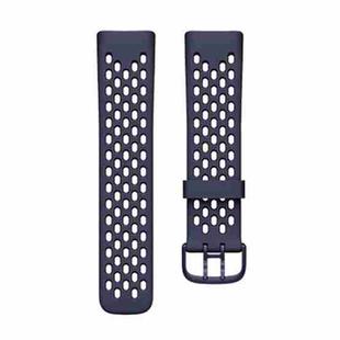 For Fitbit Charge 5 Silicone Hole Watch Band(Dark Blue)