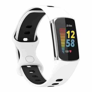 For Fitbit Charge 5 Two-color Silicone Watch Band(White Black)
