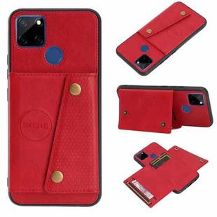 For OPPO Realme C12 Double Buckle PU + TPU Shockproof Magnetic Case with Card Slots & Holder(Red)