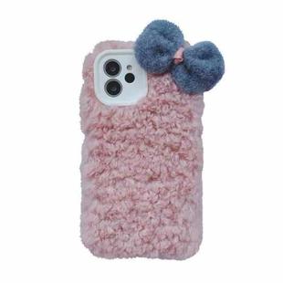 Bowknot Plush Soft Protective Case For iPhone 13(Pink)