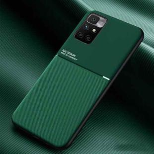 For Xiaomi Redmi 10 Classic Tilt Strip Grain Magnetic Shockproof PC + TPU Case(Dark Green)