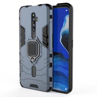 For OPPO Reno2 Z Shockproof PC + TPU Protective Case with Magnetic Ring Holder(Navy Blue)
