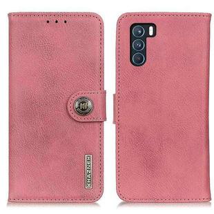 For OPPO K9 Pro KHAZNEH Cowhide Texture Horizontal Flip Leather Case with Holder & Card Slots & Wallet(Pink)