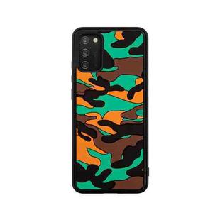 For Samsung Galaxy A02s Camouflage Clouds Embossed Skin Feel Silicone Shockproof Case(Orange)