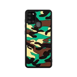 For Samsung Galaxy A21s Camouflage Clouds Embossed Skin Feel Silicone Shockproof Case(Green)