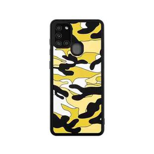 For Samsung Galaxy A21s Camouflage Clouds Embossed Skin Feel Silicone Shockproof Case(Yellow)