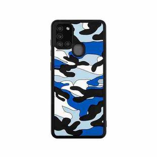 For Samsung Galaxy A21s Camouflage Clouds Embossed Skin Feel Silicone Shockproof Case(Blue)