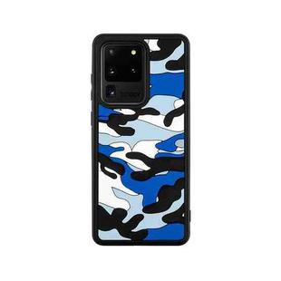 For Samsung Galaxy S20 Ultra Camouflage Clouds Embossed Skin Feel Silicone Shockproof Case(Blue)