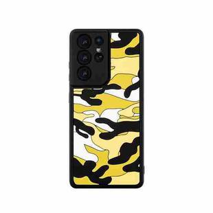 For Samsung Galaxy S21 Ultra 5G Camouflage Clouds Embossed Skin Feel Silicone Shockproof Case(Yellow)