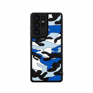 For Samsung Galaxy S21 Ultra 5G Camouflage Clouds Embossed Skin Feel Silicone Shockproof Case(Blue)
