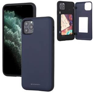 For iPhone 11 Pro Max GOOSPERY MAGNETIC DOOR BUMPER Magnetic Catche Shockproof Soft TPU + PC Case With Card Slot(Navy)