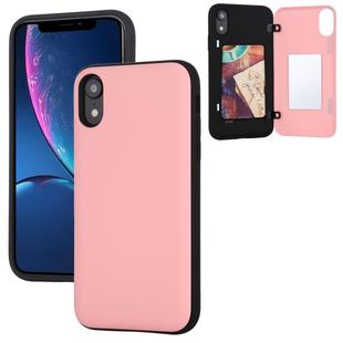 For iPhone XR GOOSPERY MAGNETIC DOOR BUMPER Magnetic Catche Shockproof Soft TPU + PC Case With Card Slot(Pink)