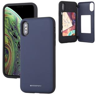 For iPhone XS Max GOOSPERY MAGNETIC DOOR BUMPER Magnetic Catche Shockproof Soft TPU + PC Case With Card Slot(Navy)