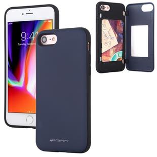For iPhone SE 2022 / SE 2020 / 8 / 7 GOOSPERY MAGNETIC DOOR BUMPER Magnetic Catche Shockproof Soft TPU + PC Case With Card Slot(Navy)