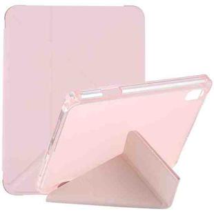 For iPad mini 6 TPU Transparent Horizontal Deformation Flip Leather Tablet Case with Holder & Pen Slot(Pink)