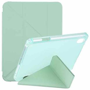 For iPad mini 6 TPU Transparent Horizontal Deformation Flip Leather Tablet Case with Holder & Pen Slot(Green)