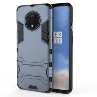 For OnePlus 7T Shockproof PC + TPU Protective Case with Holder(Navy Blue)