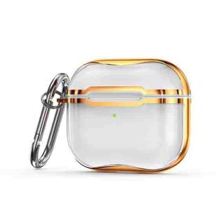 Electroplating Frame + Transparent TPU Earphone Protective Case with Hook For AirPods 3(Transparent + Gold)
