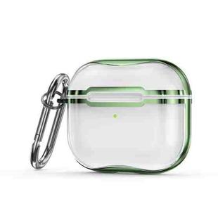 Electroplating Frame + Transparent TPU Earphone Protective Case with Hook For AirPods 3(Transparent + Green)