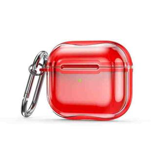 Electroplating Frame + Transparent TPU Earphone Protective Case with Hook For AirPods 3(Transparent Red + Red)