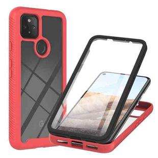 For Google Pixel 5A 5G Starry Sky Solid Color Series Shockproof PC + TPU Protective Case with PET Film(Red)